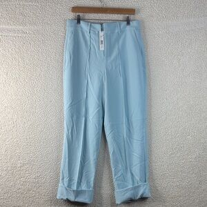 NWT Alice & Olivia Womens Blue Mid Rise Cuffed Ankle Pant Pockets Size 12